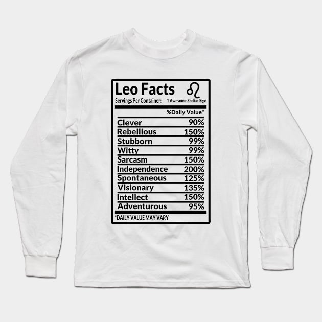 Zodiac Series: Leo facts Long Sleeve T-Shirt by Jarecrow 